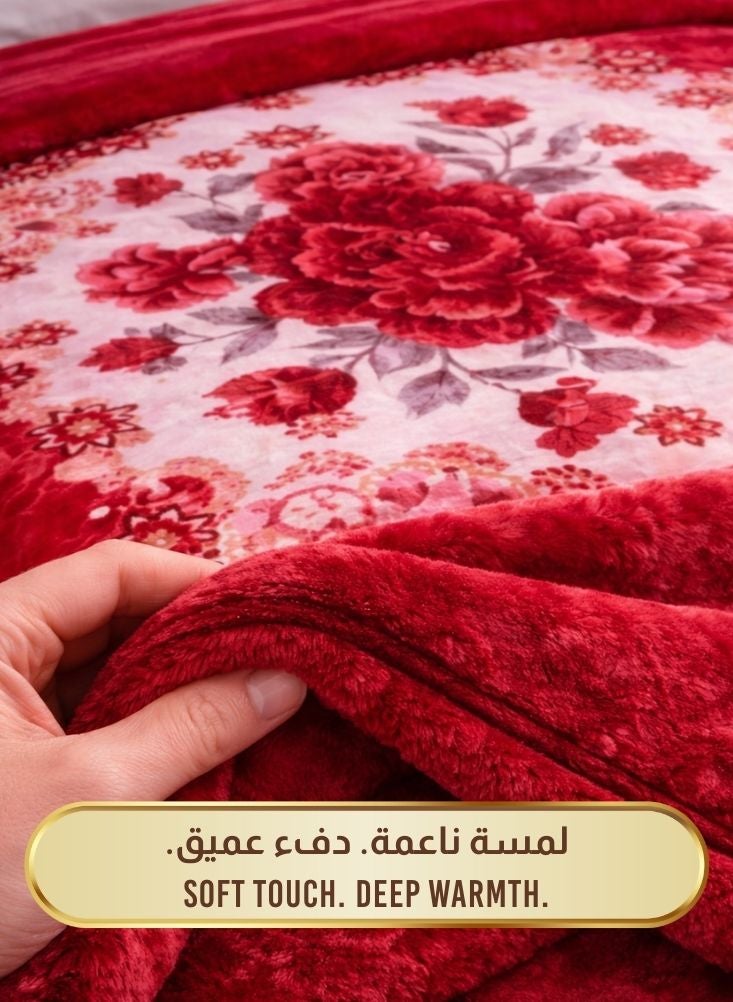 Premium 6kg Super Soft Red Floral Blanket – Thick Luxury Winter Mink Blanket - Image 5